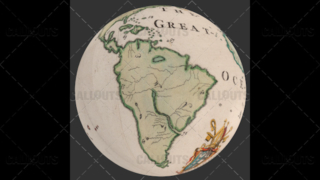 Old World Map Planet Earth Globe Showing South America