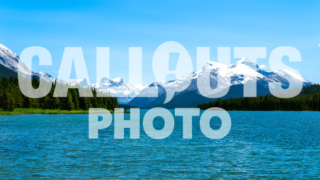 Maligne Lake with mountains and forest