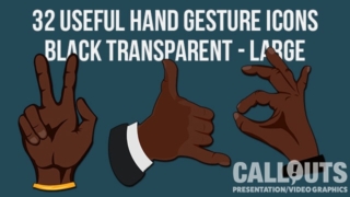 Black Hand Gesture Icons Transparent Flat