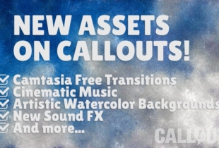 Free Camtasia Transitions, Artistic Backgrounds, Custom Logo, New Music, and More