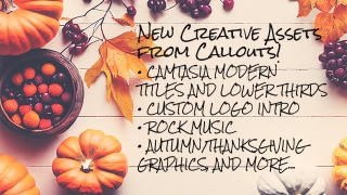 New Camtasia Title and Lower Third Templates, Thanksgiving Backgrounds, Rock Music, and more!