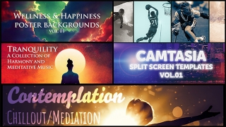 Camtasia Split Screens, Feelgood music, Happiness-themed images, and more!