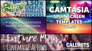 NEW! Camtasia Split Screens 2, Useful Stickers, Wellness-Happiness Posters, great music, and more!