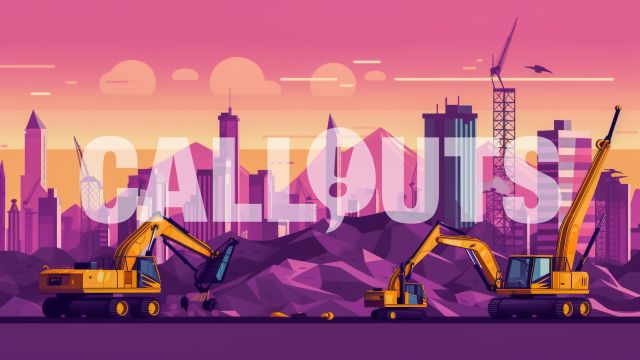 Construction Illustration With Excavators