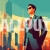 Businessman with Glasses standing in front of City Buildings Business Illustration