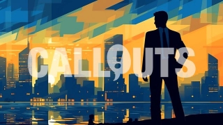 Silhouette of a Businessman looking toward a City Business Illustration