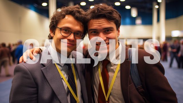 Two Men at an Event Business Illustration