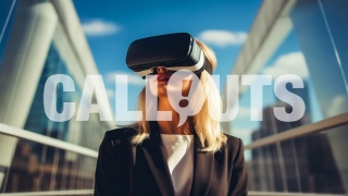 Woman in Business Suit Wearing Virtual Reality Glasses Business Illustration
