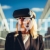 Woman in Business Suit Wearing Virtual Reality Glasses Business Illustration
