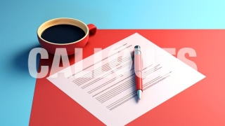Document with a Pen and Coffee Cup on top Business Illustration