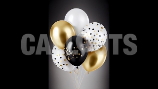 Happy New Year Concept Graphic Vertical Balloons Gold Black White v3 2024