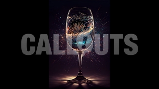 Happy New Year Concept Graphic Vertical Fireworks in Wine Glass 2024