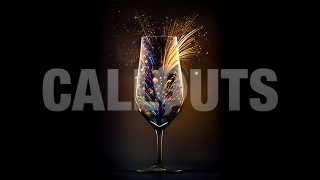 Happy New Year Concept Graphic Vertical Fireworks in Champagne Glass 2024