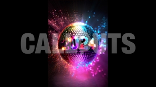 Happy New Year Concept Graphic Vertical Discoball Colorful Shining 2024