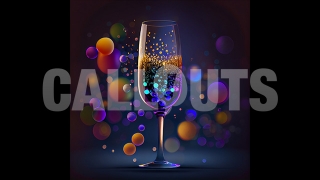 Happy New Year Concept Graphic Square Champagne Glass Bubbles Colorful2 2024