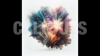 Happy New Year Concept Graphic Square Colorful Fireworks Drawing3 2024