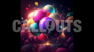 Happy New Year Concept Graphic Square Balloons Colorful 2024