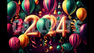 Happy New Year Concept Horizontal Colorful Balloons1 2024