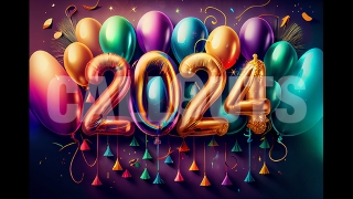 Happy New Year Concept Horizontal Colorful Balloons2 2024