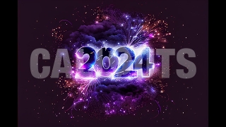 Happy New Year Concept Horizontal Fireworks Smoke 2024