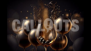 Happy New Year Concept Horizontal Glass Grapes Balloons Black 2024