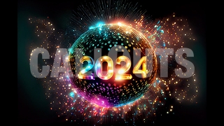 Happy New Year Concept Horizontal Disco Ball 2024 Colorful 2024