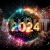 Happy New Year Concept Horizontal Disco Ball 2024 Colorful 2024