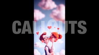 Valentines Day Concept Vertical Graphic Couple in the Clouds