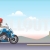 Motorcycle on Highway Overtake Cars- Animated Toon Concept