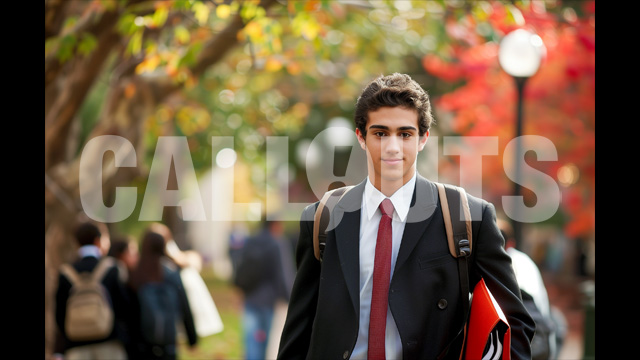 Student Taking a Stroll Outside School – Education Illustration