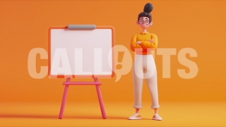 Confident Presenter with Blank Whiteboard – Education Illustration